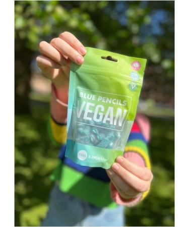 Vegan Sweets Fizzy Blue Raspberry Pencils Pouch 150g - Buy Online on GoSupps.com