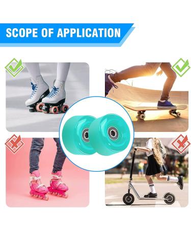 Nezylaf 8 Pack 32x58mm Cyan Quad Roller Skate Wheels with Bearings - Outdoor/Indoor Skating Replacement Kit w/ 2 Toe Stoppers - Buy Online on GoSupps.com