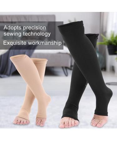 Zipper Compression Socks for Men & Women - Medical Class 2 Open Toe Stockings for Running & Sports - Skin S/M - Buy Online on GoSupps.com