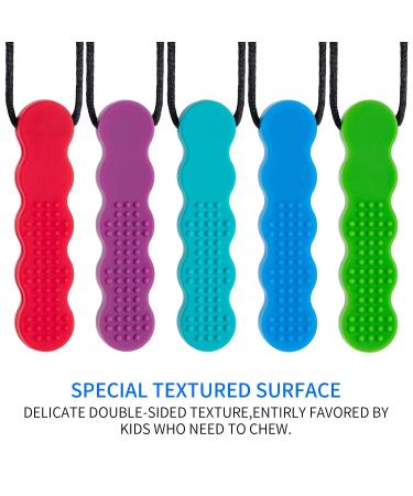 Nsodinevus Sensory Necklaces - 5 Pack Silicone Chewelry for Autism & ADHD Kids | Food Grade, Oral Motor Support - Rainbow Colors - Buy Online on GoSupps.com