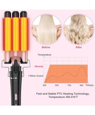 Buy Wand Curling Iron Set - Interchangeable Triple Barrel Curler & Waver - Rose Gold Hair Styler Tool for Perfect Curls | International Shipping Available - Buy Online on GoSupps.com