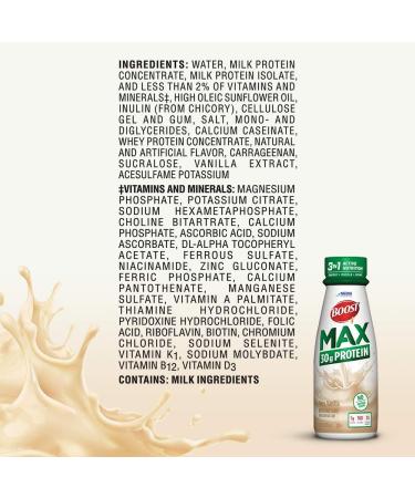 Boost Max Protein Drink Very Vanilla 11 fl oz Bottle 12 Pack - Men's Vanilla Supplement - Buy Online on GoSupps.com