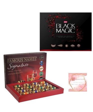 Famous Names Signature Collection 185g & Nestle Black Magic Dark Chocolate Box 174g | Suitable For Vegetarians - Perfect Gifts For Men And Women Ideal Christmas Chocolate Gift Duo