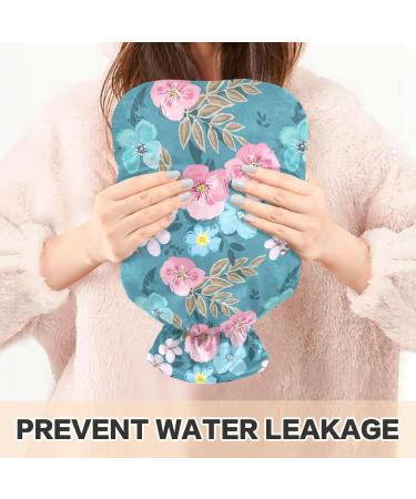 Naanle 2L Hot Water Bottle with Cover - Blue Pink Floral Hot Water Bottle for Back Pain Relief Hand & Foot Warmer Neck Warmth & Cold Therapy - Buy Online on GoSupps.com