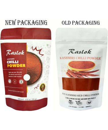 Raslok 100% Pure Kashmiri Chilli Powder 100gm - 3.5OZ (Deggi Mirch Low Heat) | Ground Indian Spices| Indian Origin || Traditional & all natural Indian Spice blend || - Buy Online on GoSupps.com