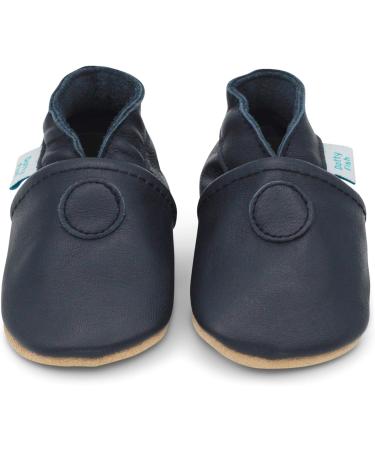 Dotty Fish Soft Leather Baby Shoes for Boys | Non-Slip Suede Soles | Smart Navy | 0-6 Months - 4-5 Years - Buy Online on GoSupps.com