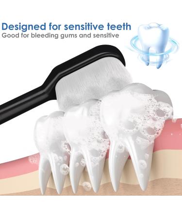 Sibba 4 Pack Extra Soft Micro Nano Manual Toothbrush for Sensitive Gums | Ultra-Bristles & Conical Design - Individually Packaged (Black Pink Blue White) - Ideal for Gum Care Adults - Buy Online on GoSupps.com