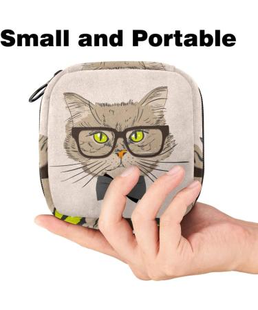 Javenproeqt Portable Women's Binding Bags | Menstrual Cup Pocket & Pads | Perfect for Teenage Girls | Hand-Drawn Cat Design - Buy Online on GoSupps.com