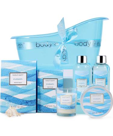 Body & Earth Spa Gift Basket for Women - 7 Pcs Ocean Scented Bath Set - Birthday Gift - Buy Online on GoSupps.com