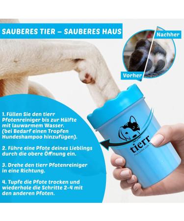 Tierr Pfotenreiniger for Dogs | Dirt Removal & Thorough Cleaning | Soft Brush & Dishwasher Safe | Size M + Claw Scissors - Blue - Buy Online on GoSupps.com