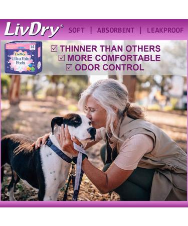 LivDry Incontinence Ultra Thin Pads for Women - Maximum 72-Count - Leak Protection and Odor Control - Buy Online on GoSupps.com