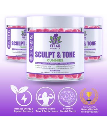 Fit40 Formula Sculpt & Tone Gummies - Women's Fitness Supplement Over 40 | Natural Energy & Muscle Support | 150 Gummies - Buy Online on GoSupps.com