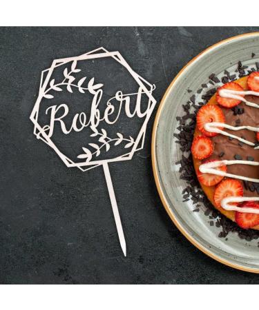 Personalized Hexagon Wooden Cake Topper | Custom Name Birthday Wedding & Baptism Cake Decoration - Buy Online on GoSupps.com