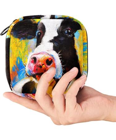 Menstrual Bags for Women & Girls - Zippered Sanitary Napkin & Tampon Collection Bags - Cute Animal Cow Watercolor Design - Buy Online on GoSupps.com