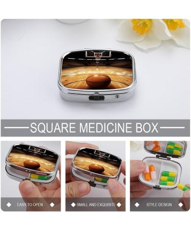 Decorative Basketball Pill Box Organizer - 2 Compartment Portable Metal Medicine Case for Pocket or Purse - Buy Online on GoSupps.com