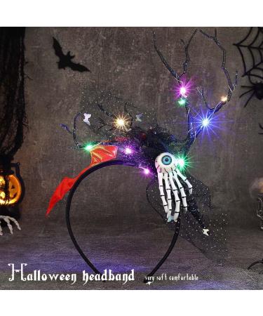Vakkery Light Up Halloween Headbands LED Antler Branches Hair Band Flashing Halloween Costume Party Hair Accessories for Women - Buy Online on GoSupps.com