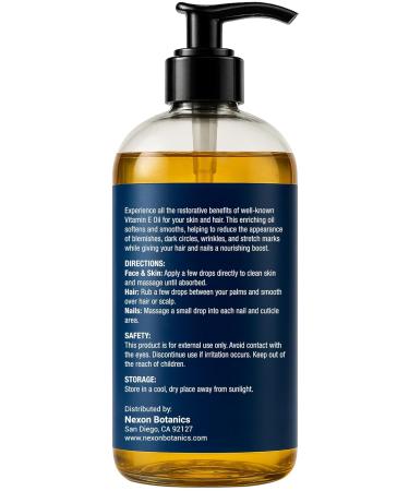 Pure Vitamin E Oil 30 000 IU 8 fl oz - Cold-Pressed Hexane Free Natural Moisturizer for Skin & Face - Supports Scar & Stretch Mark Care by Nexon Botanics Vitamin E 8 Fl Oz (Pack of 1) - Buy Online on GoSupps.com