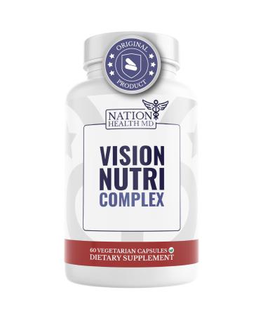 NATION HEALTH MD Vision Nutri Complex - Eye Vitamins with Lutein Bilberry - Eye and Vision Health for Men & Women - 60 Capsules