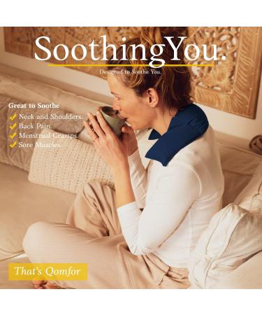 Grain Cushion - Harmatic Cotton Cushion for Pain Relief | Soft Wheat-Filled 46x12 cm | Dark Blue Gift for Back Neck & Shoulder Comfort - Buy Online on GoSupps.com