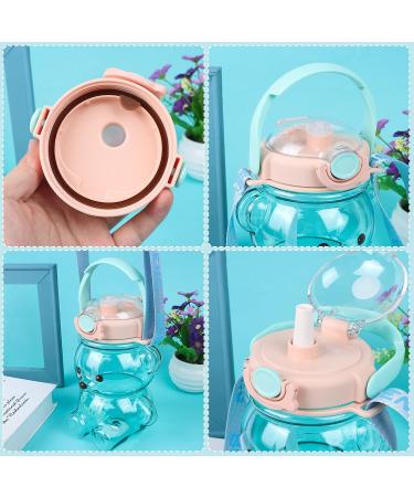 Kawaii Bear Straw Bottle Large capacity bear water bottle with Strap and Straw   Cute Portable Bear shaped water Bottle Adjustable Removable Strap for outdoor and school activities(blue) - Buy Online on GoSupps.com