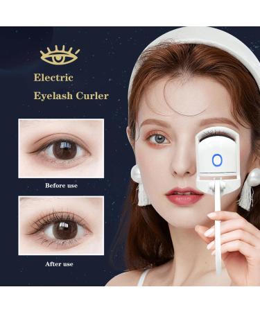 Portable Electric Eyelash Curler - Mini Thermal Curler with Temperature Detection & Rechargeable Design - Long Lasting Styling in White/Pink - Buy Online on GoSupps.com