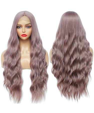 Lila curly lace front tig wig wig for women 75 cm long curls wig Long curly t part hd purple wigs for women 612/68: Mixed purple 4 inch transparent lace scalp