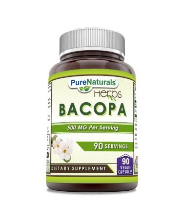Pure Naturals Bacopa 500 Mg Supplement | 90 Vegetarian Capsules | Non-GMO | Gluten-Free | Made in USA