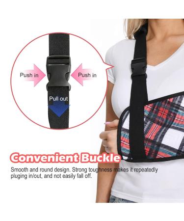 Shop Plaid Arm Sling for Shoulder Injury - Adjustable Soft Fabric Shoulder Immobilizer for Rotator Cuff Surgery - Unisex Red - Buy Online on GoSupps.com