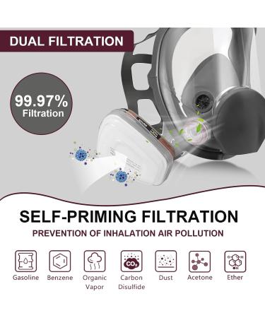 Full Face Respirator Mask 19 in 1 6800 Reusable Respirator Mask with Filters Organic Vapor Respirator Anti-fog Ideal for Paint Dust Spraying Chemicals Formaldehyde Polishing Sanding&Cutting - Buy Online on GoSupps.com