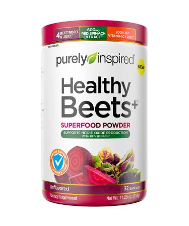Beet Root Powder | Purely Inspired Healthy Beets + Superfood Powder | Vitamin C & Zinc for Immune Support | Supports Nitric Oxide Production with Red Spinach | Unflavored (32 Servings)