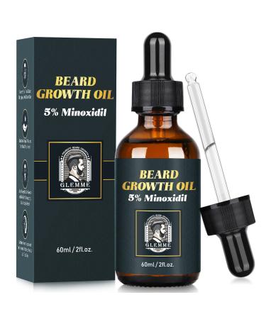 5% Minoxidil Beard Growth Oil for Men Patchy Beard Growth  Biotin Beard Growth Oil Serum Facial Hair Growth  Gift for Mustache Men 2 fl.oz Black