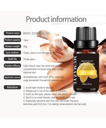 Organic Mango Essential Oil 100% Pure - 2 Pack 10ml for Diffuser, Home Cleaning, Massage, Aromatherapy - Natural Plant-Based Fragrance for Skin, Soap, Candles | SPA Grade - Buy Online on GoSupps.com