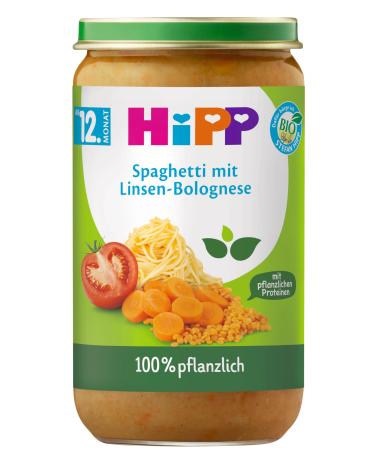 HiPP 100% plant-based menus from 12 months DA62502 Spagh./Lentil Bolo. 250g 250g Spagh./Lentil Bolo.