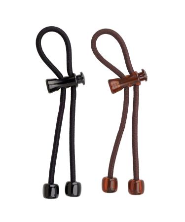 Pulleez Sliding Ponytail Holder  Set of 2 - Acrylic Charms - Black/ Brown Elastic Hair Ties - Buy Online on GoSupps.com