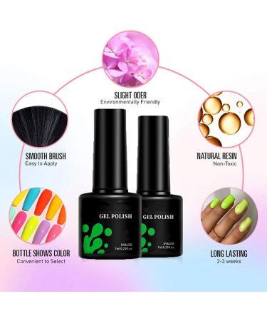 Neon Pink Gel Nail Polish Hot Pink Gel Polish Bright Pink Long Lasting Soak Off U V LED Nail Lamp Gel Polish Nail Art Manicure Salon DIY Home(7ml) (Green) - Buy Online on GoSupps.com