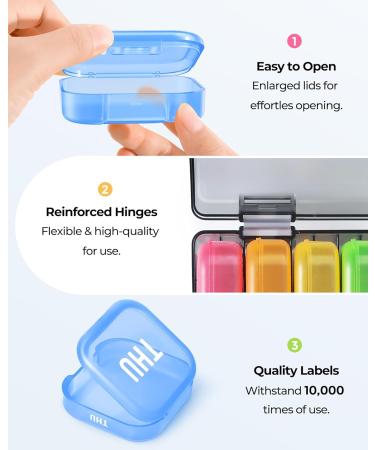 Enlarged 7-Day Pill Organizer for Fish Oils & Supplements | Easy-to-Open Rainbow Pill Box | Travel-Friendly Vitamin Storage - Buy Online on GoSupps.com