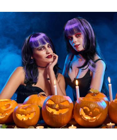 UILYNIU Purple Black Witch Wig Long Wig Curly Wig Women Double Wig Halloween Wig Witch Dress Up Halloween Costume Accessory Witch Costume Accessory Wig for Halloween Masquerade Party (Black-Purple) - Buy Online on GoSupps.com