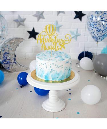 Adventure Awaits Cake Topper Congrats Grad/New Chapter Cake Topper 2024 Graduation/Retirement/Bon Voyage/Baby Shower/Moving Party/Travel Theme Party Decorations Supplies Gold Glitter - Buy Online on GoSupps.com