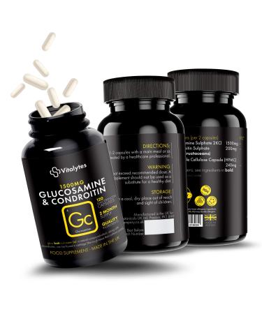Vitalytes Super Powerful Glucosamine and Chondroitin Complex Capsules |120 High Strength Capsules Supports The Maintenance of Normal Immune System | Made in UK Sugar Free Non GMO