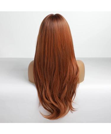 HAIRCUBE Auburn Wigs for Women - Long Wavy Wig with Bangs | Heat Resistant Synthetic Hair for Daily & Party Wear - Buy Online on GoSupps.com