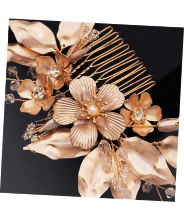 Ipetboom Golden Flower Hair Comb Bridal Hair Side Comb Womens Barrettes for Hair Pearl Bead Hair Pins Bridal Hair Clip Comb Wedding Hair Comb Crystal Accessories Bride European and American - Buy Online on GoSupps.com