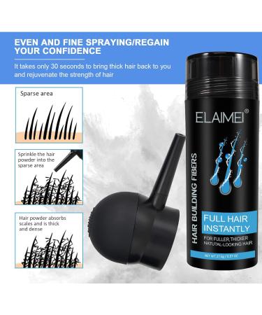 Roseflower Hair Fibers for Thinning Hair Undetectable Natural Hair Thickening Fibers Hair Building Fibers Spray for Women and Men Thick Fuller Hair Conceals Hair Loss Look Younger Black - Buy Online on GoSupps.com