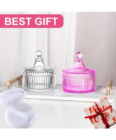 Large Body Powder Puff and Powder Container Crystal Case for Dust Puff Powder applicator with Box for Face and Body (pink) - Buy Online on GoSupps.com