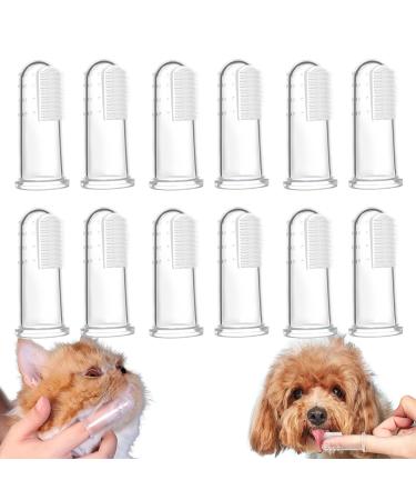 12pcs Soft Silicone Dog Finger Toothbrush Cleaning Finger Toothbrush Dog for Home Travel Small Large Dogs Cats Other Pets Gum Tooth Transparent