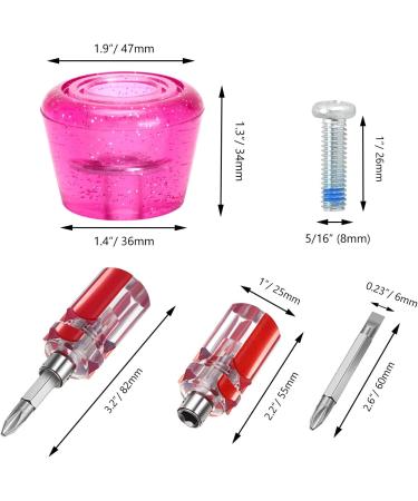 TOBWOLF Glitter Hot Pink Roller Skate Toe Stoppers - 1 Pair with Bolts & Screw Driver - 82A Double-Row Quad Skate Brake Jam Plugs - Buy Online on GoSupps.com