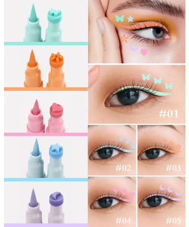 ARCHIDATE Colorful Eyeliner Stamp Pen Set of 5 Waterproof Double Ended Eyeliner Pen Smudge Resistant and Quick Drying Makeup Face and Eye Painting Party Party Eyeliner - Buy Online on GoSupps.com
