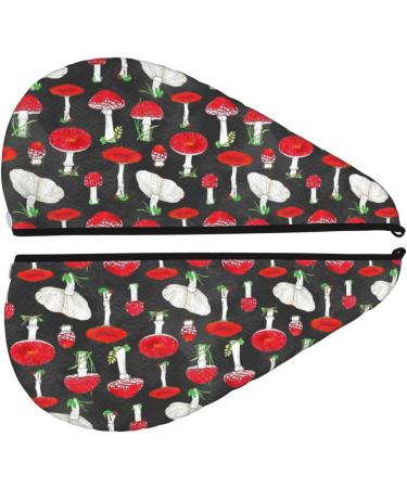 Red Mushrooms Microfiber Hair Towel | Soft & Super Absorbent Hair Wrap for Women | Quick Dry Coral Velvet Cap for Long Curly & Thick Hair - Buy Online on GoSupps.com