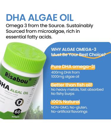 2 Bottles Algal Oil DHA 400 mg with ARA and SA 120 Softgels Algae Oil - DHA Omega 3 Supplement 1 Softgel per Serving for Brain Memory & Nervous System Support - Non-GMO - Buy Online on GoSupps.com
