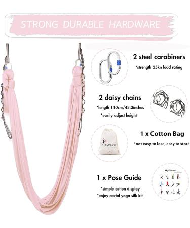 SKYPHAROS Aerial Silks Yoga Swing Set - 5.5 Yards Kit for Fitness & Dance | Anti-Gravity Hammock in Tender Pink Nylon Tricot Fabric - Buy Online on GoSupps.com