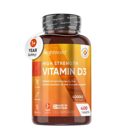 Vitamin D3 4000 IU 400 High Strength Vitamin D Tablets (1+ Year Supply) Vegetarian Immune System Vitamins - One A Day Vitamin D Supplement - VIT D3 As Cholecalciferol - Made in The UK